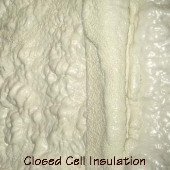Closed cell spray foam insulation showing dense structure