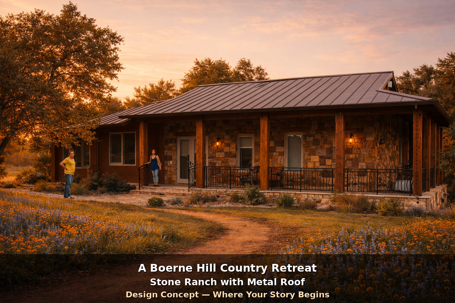 Custom Home Design Boerne - Hill Country Stone Ranch by Riverside Home Designs