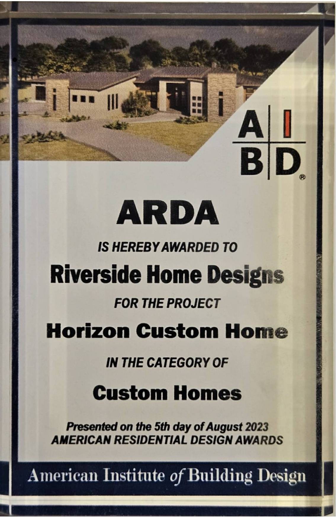 2023 ARDA Award Certificate for Horizon Custom Home
