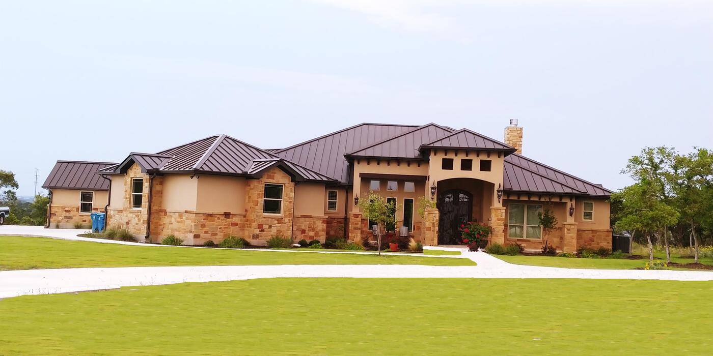 Custom Home Design Kerrville TX - Stone Stucco Metal Roof Hill Country