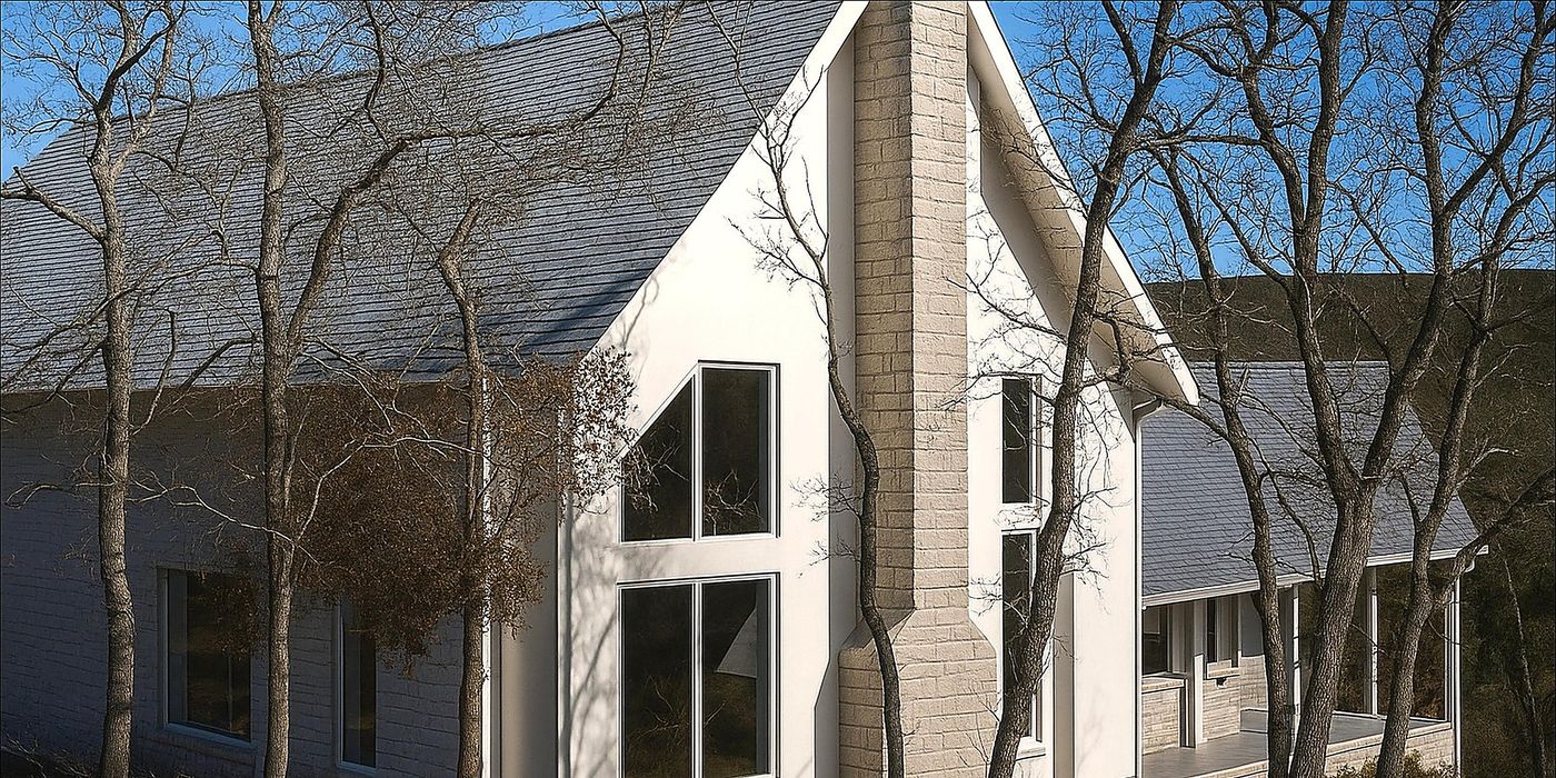 Custom Trapezoid Window Design - Hill Country Home Interior Kerrville