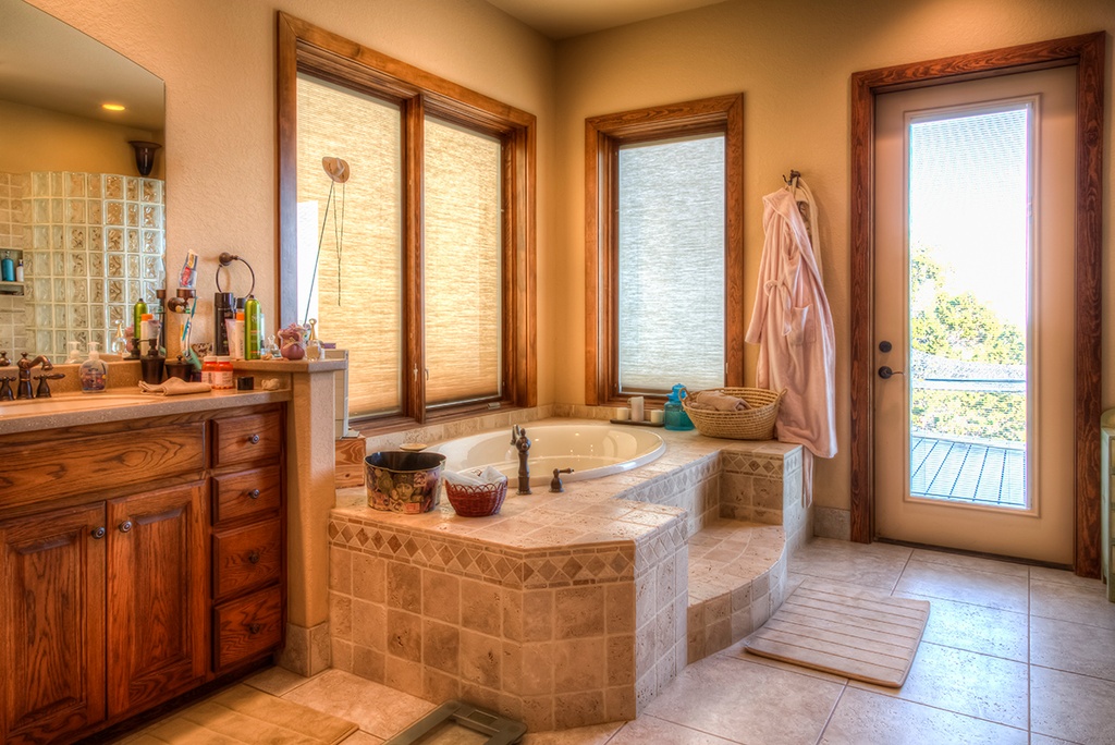 Master bathroom spa-like design - Riverside Home Designs Custom Home Portfolio